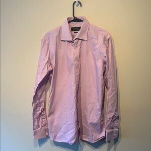 Lipson Men's Pinkish- Red and White Striped Dress Shirt